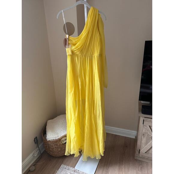 NEW NWT Maria Lucia Hohan Silk Crepon Gown Yellow size 10 - Picture 6 of 12